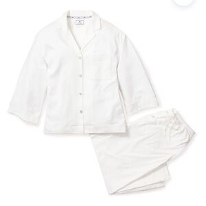 NWT Petite Plume - The Olivia Wide Leg Pima Pajama Set in White, Medium